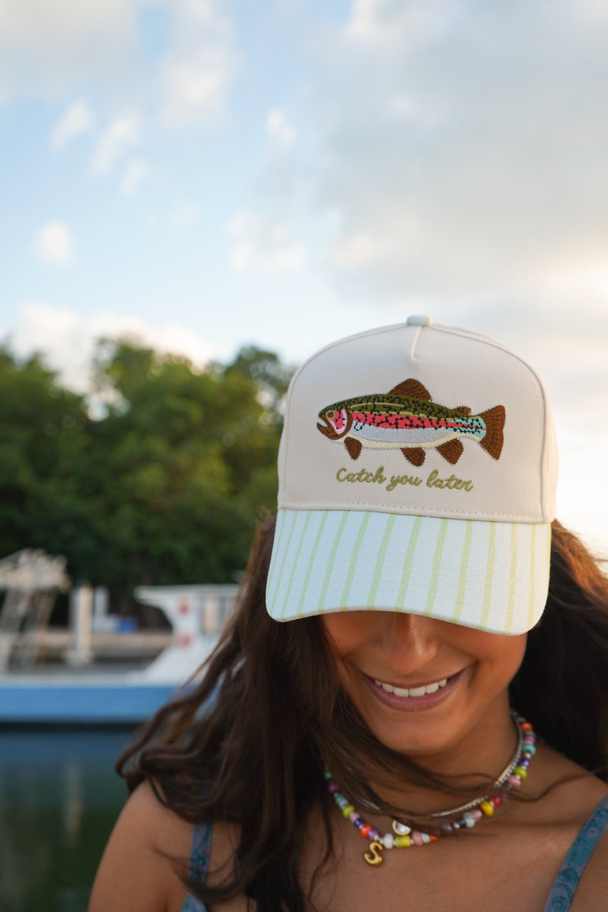 Catch You Later - Green Stripe Hat KenzKustomz