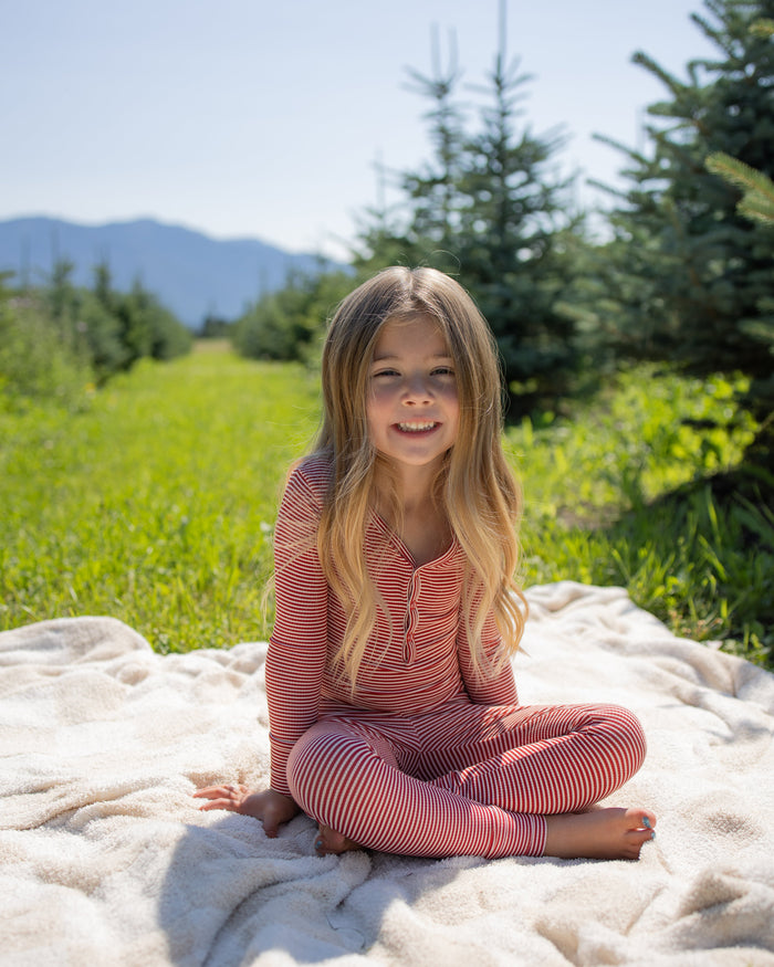 Bamboo Two Piece Pajamas | Peppermint Stripe Ribbed forever french baby