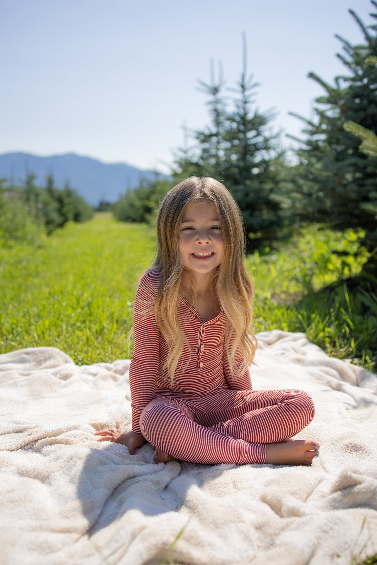 Bamboo Two Piece Pajamas | Peppermint Stripe Ribbed forever french baby