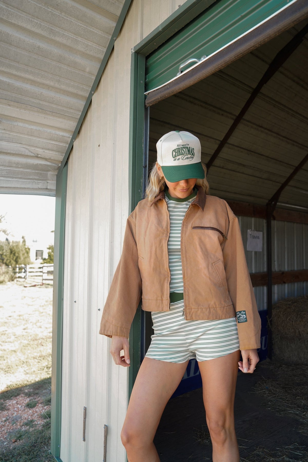 All I want for Christmas is a Cowboy - Green Vintage Trucker Hat KenzKustomz