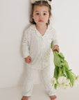 Girl’s Bamboo Button Up Lounge Set | Dainty Vines