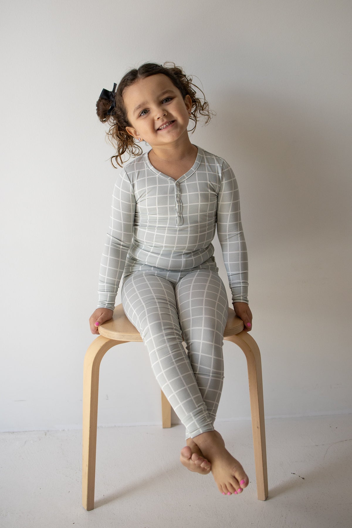 Bamboo Two Piece Pajamas | Foggy Grid forever french baby