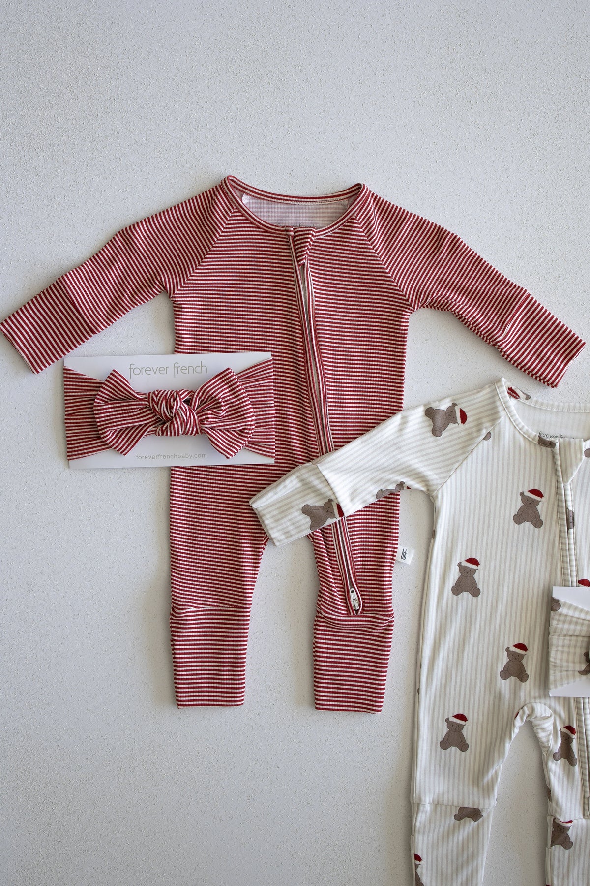 Bamboo Zip Pajamas | Peppermint Stripe Ribbed forever french baby
