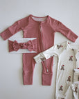 Bamboo Zip Pajamas | Peppermint Stripe Ribbed forever french baby