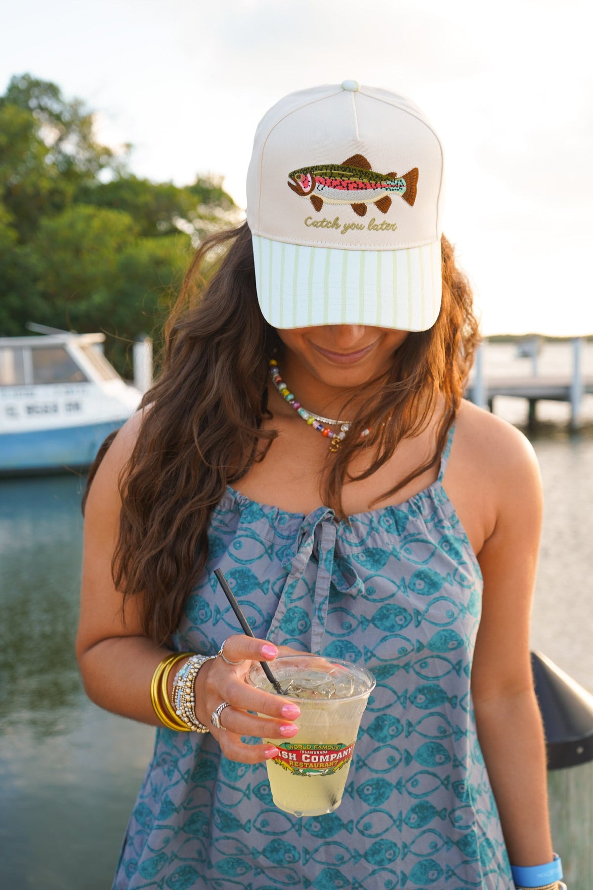 Catch You Later - Green Stripe Hat KenzKustomz