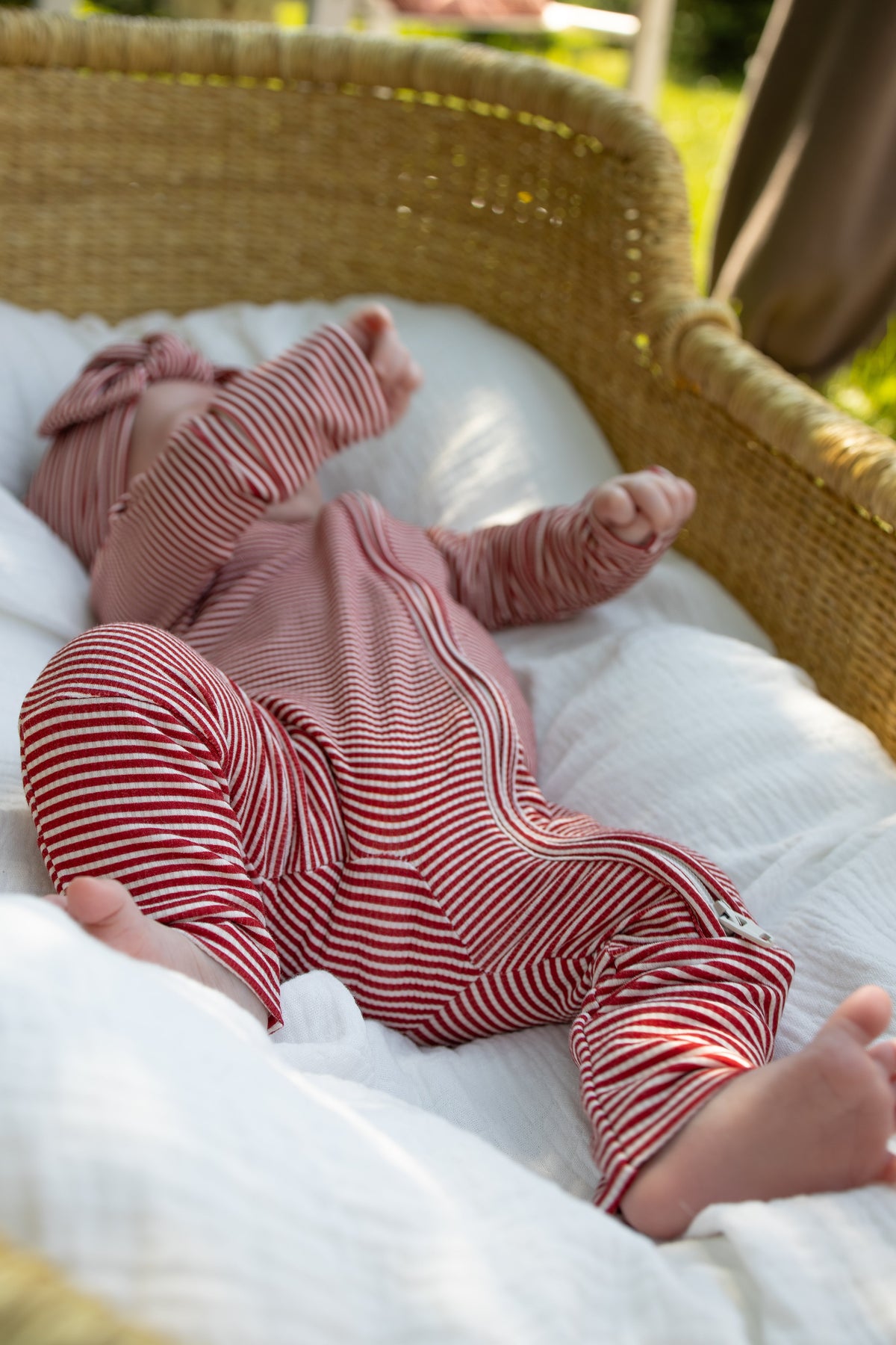 Bamboo Zip Pajamas | Peppermint Stripe Ribbed forever french baby