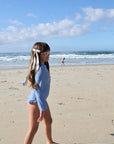Girls Long Sleeve Swimsuit | Blue Gingham