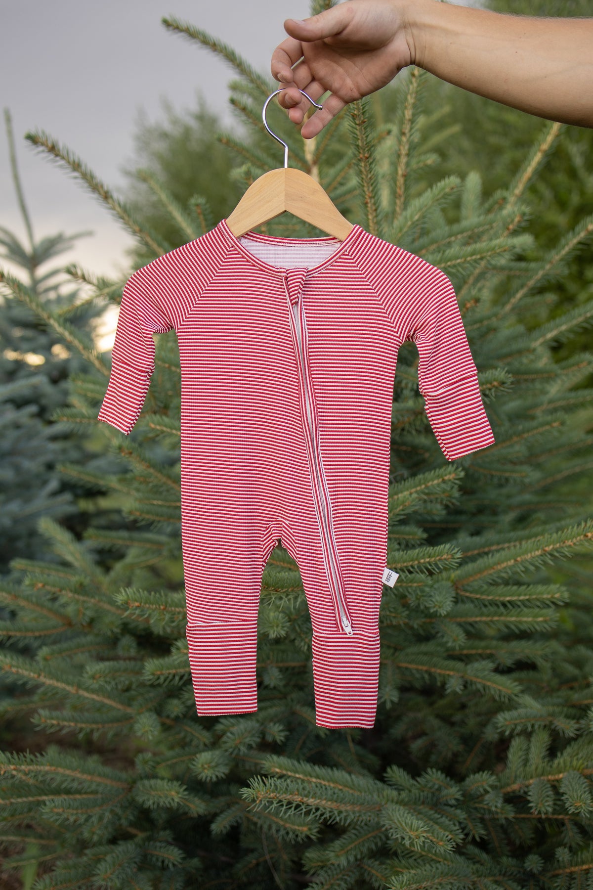 Bamboo Zip Pajamas | Peppermint Stripe Ribbed forever french baby
