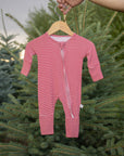 Bamboo Zip Pajamas | Peppermint Stripe Ribbed forever french baby