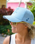 What If It Works Out - Blue Performance Trucker Hat