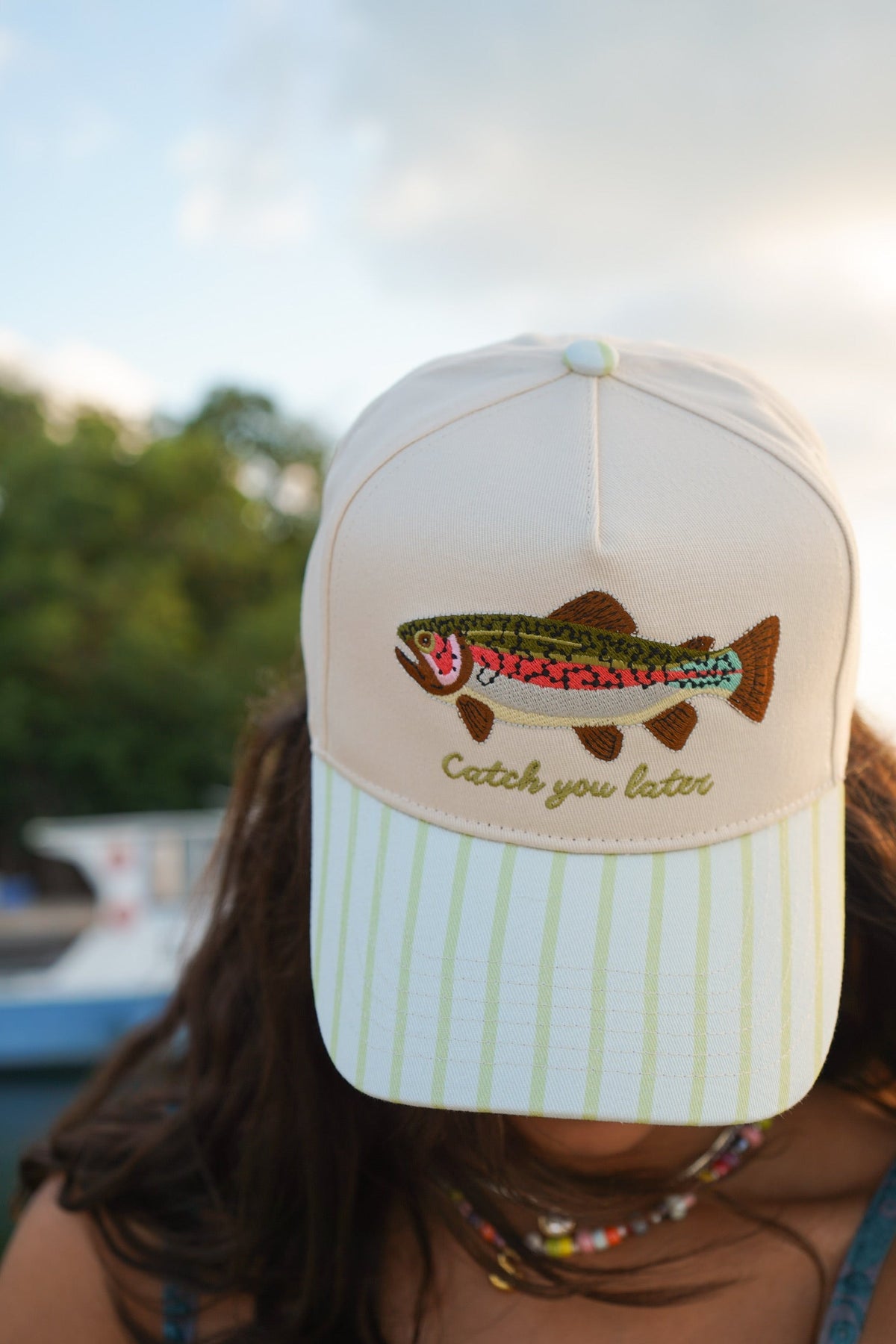 Catch You Later - Green Stripe Hat KenzKustomz