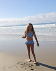 Girls Two Piece Swimsuit | Blue Gingham