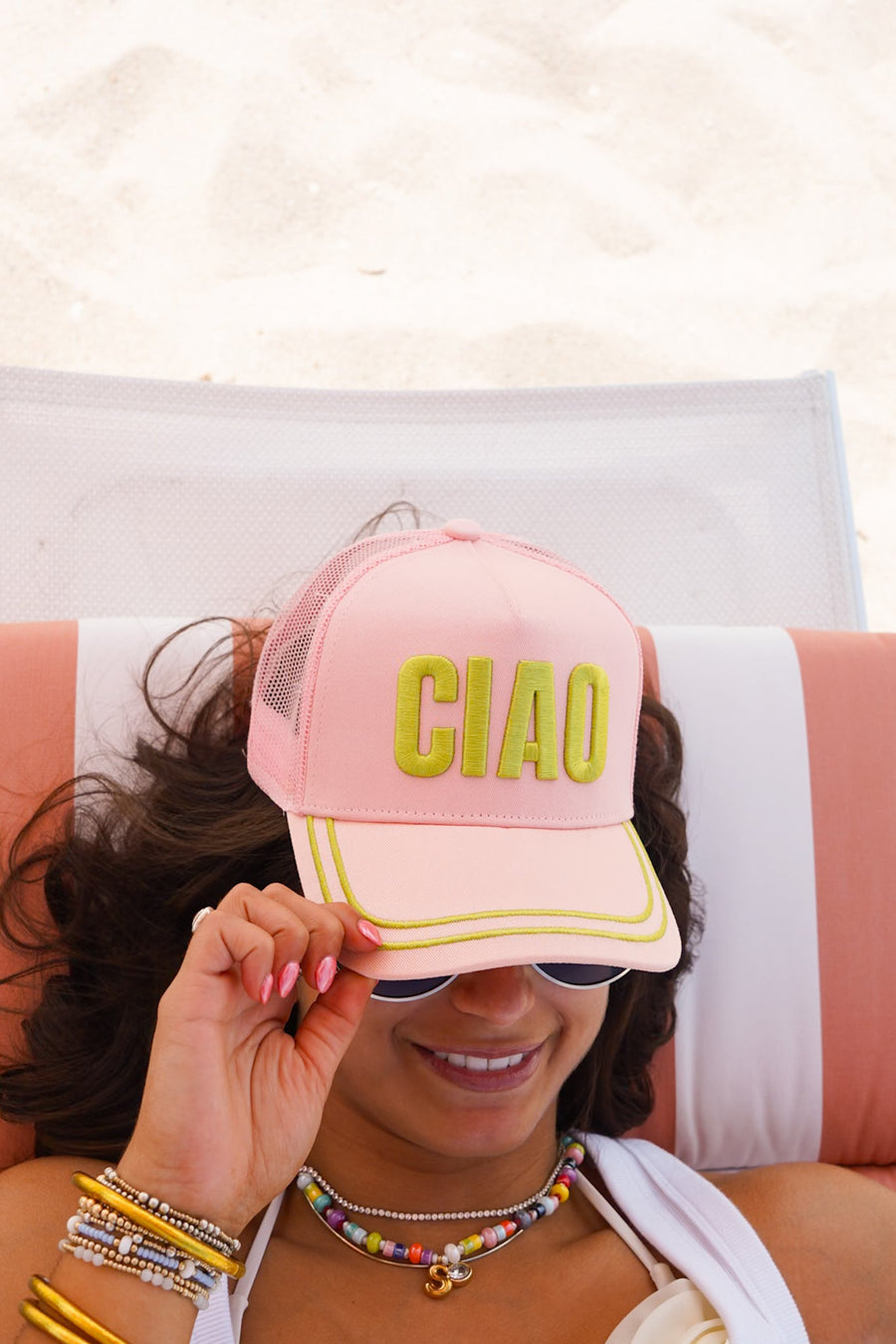 Ciao - Pink Canvas Trucker Hat KenzKustomz