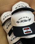 Born To Be A Stay At Home Wife - Black Vintage Trucker Hat KenzKustomz