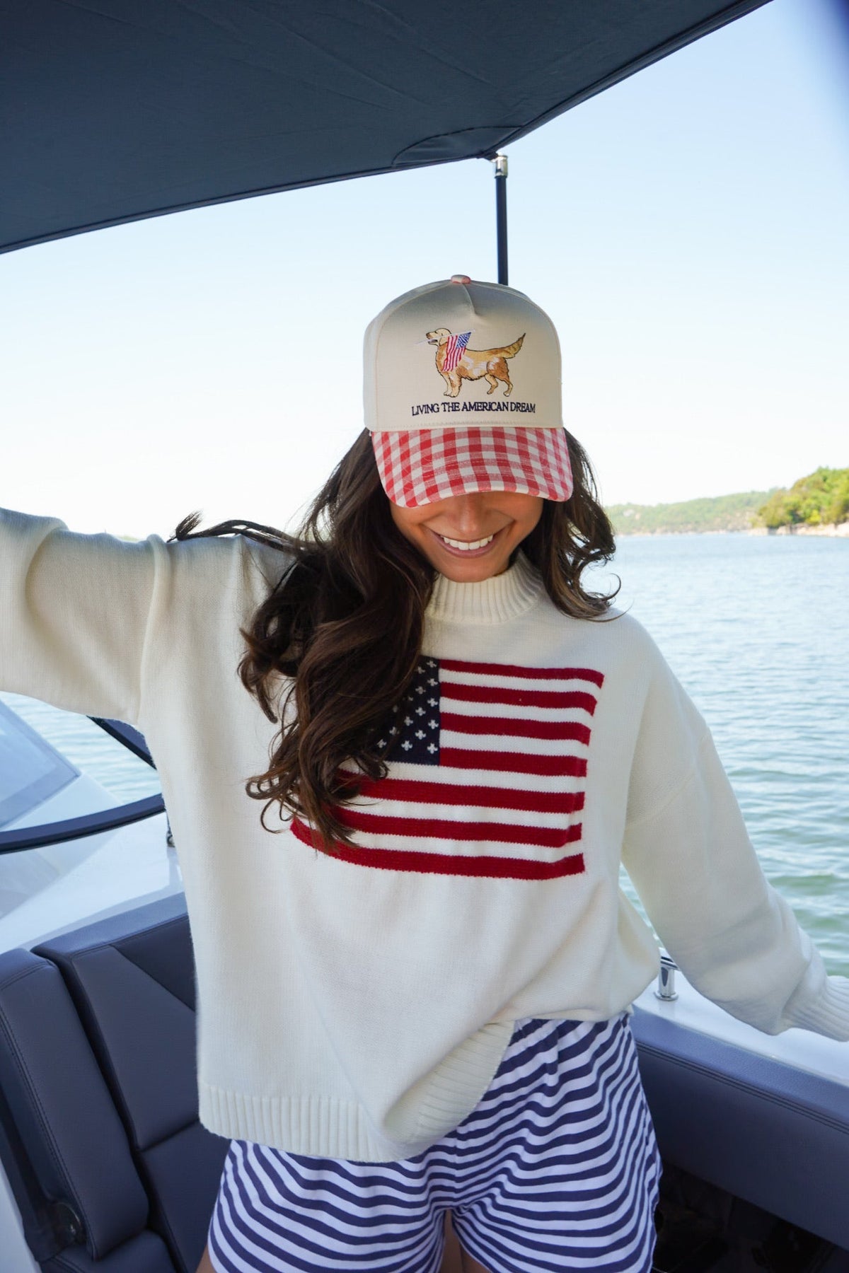 Living The American Dream - Red Gingham Hat KenzKustomz