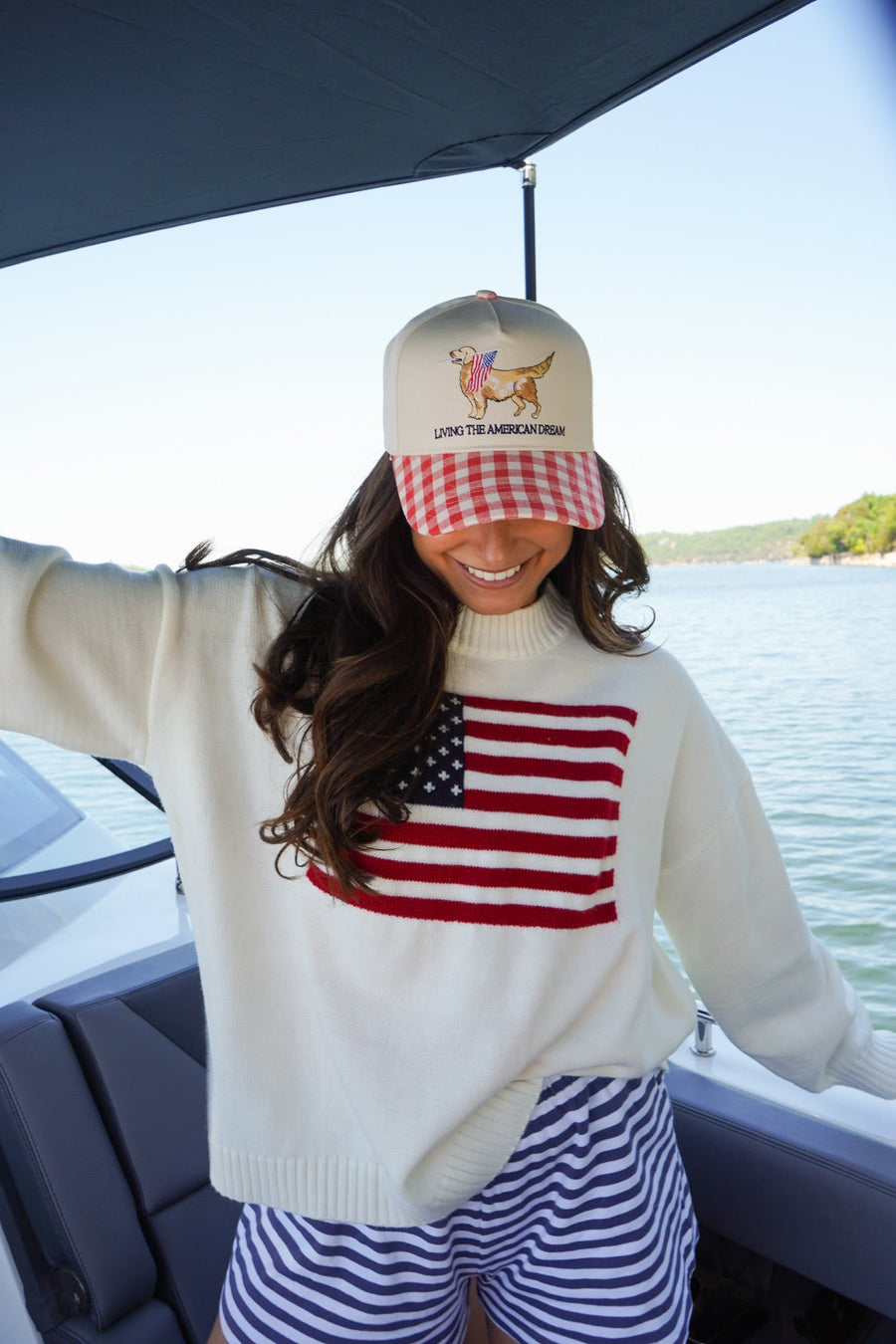 Living The American Dream - Red Gingham Hat KenzKustomz