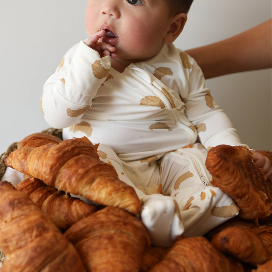 Bamboo Zip Pajamas | Croissants forever french baby