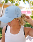 What If It Works Out - Blue Performance Trucker Hat