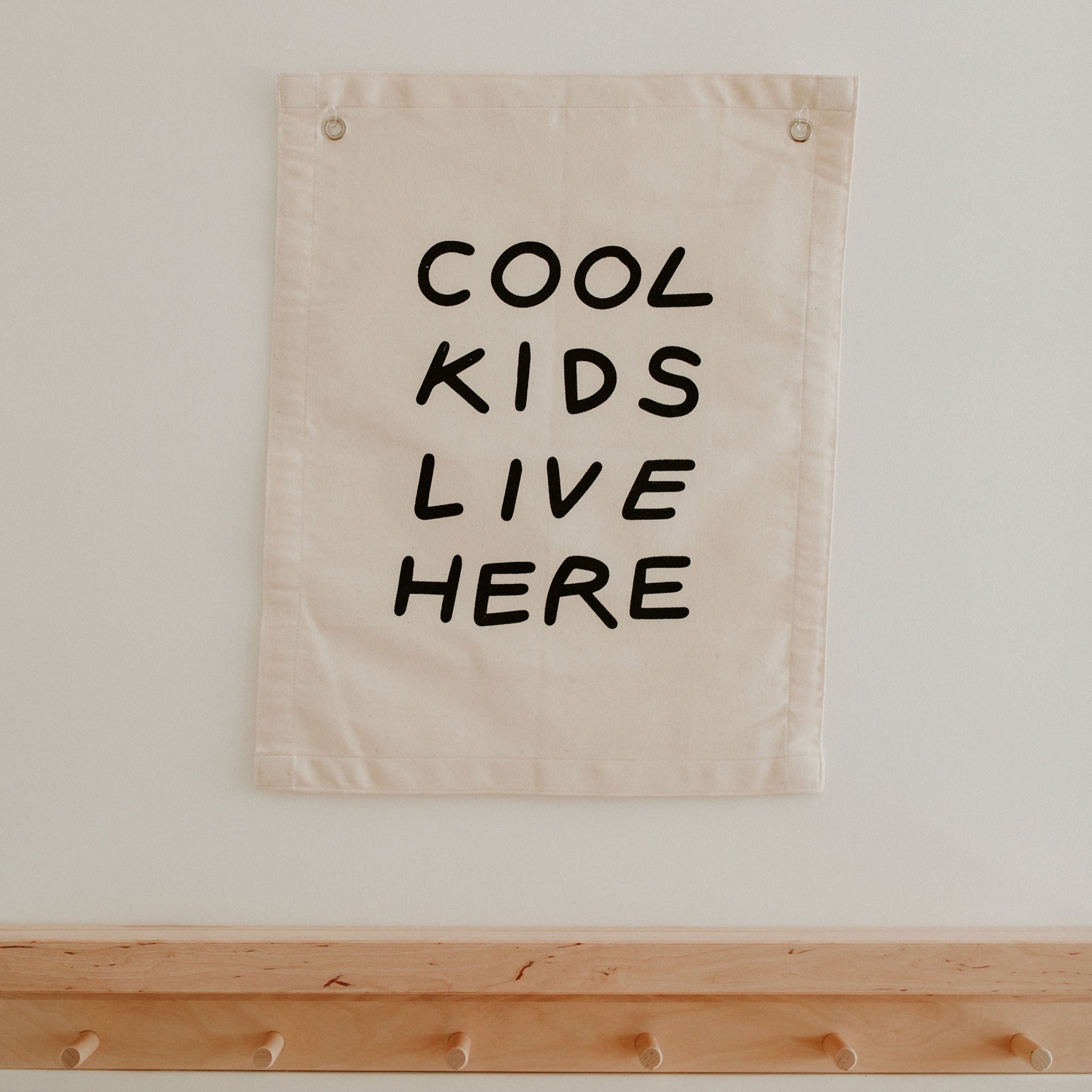 &#39;Cool Kids Live Here&#39; Canvas Wall Banner | Kids Room Décor