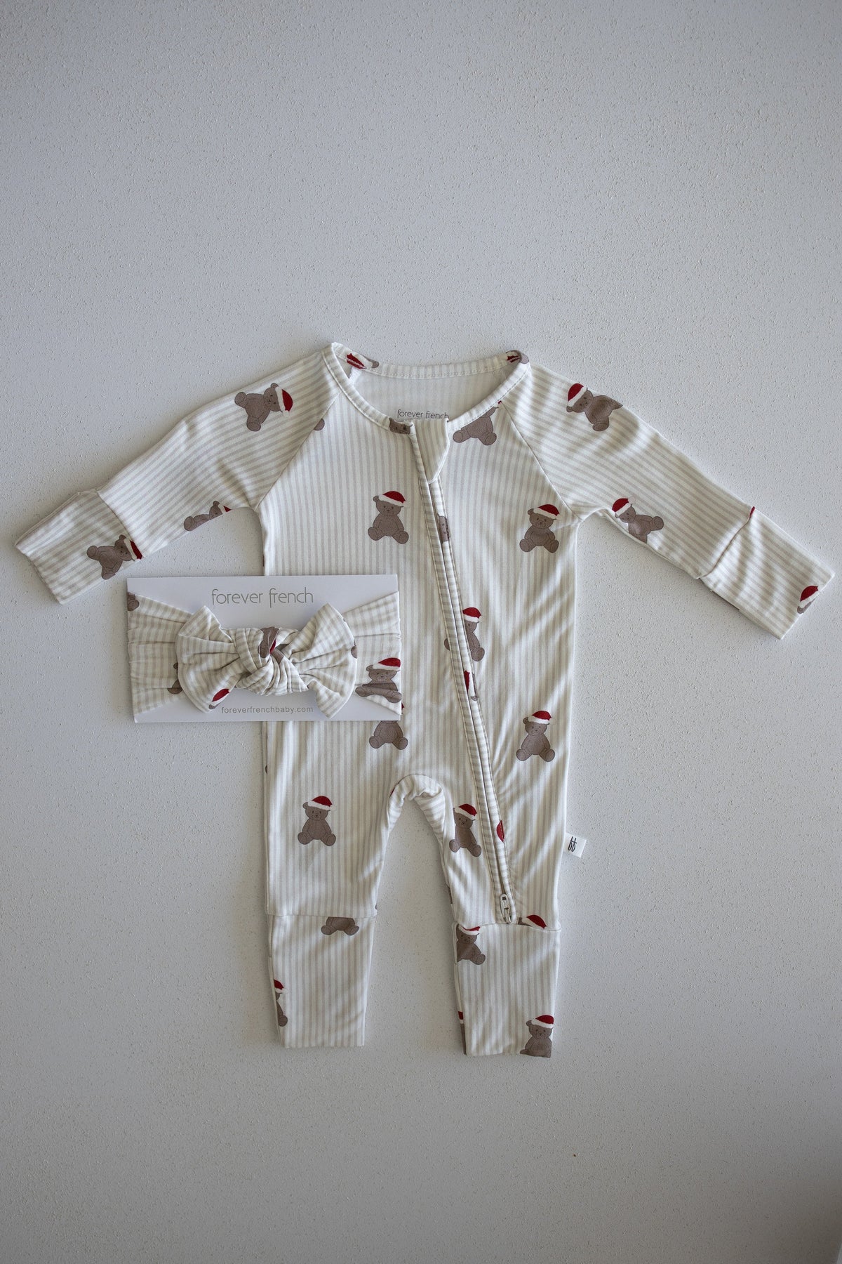 Bamboo Head Wrap | Santa Teddy forever french baby