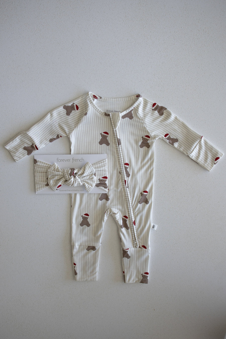 Bamboo Head Wrap | Santa Teddy forever french baby