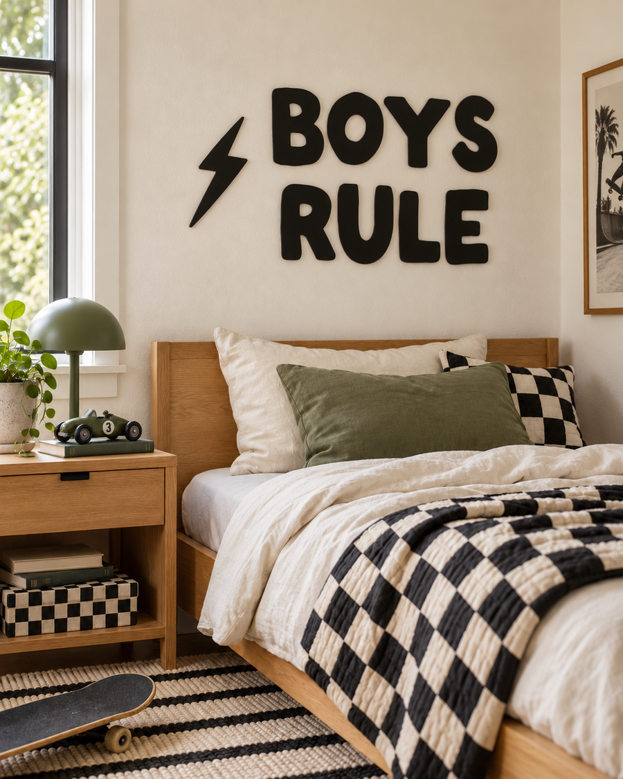Boys Rule - Lightning Bolt Sign Saved by Grace Co.