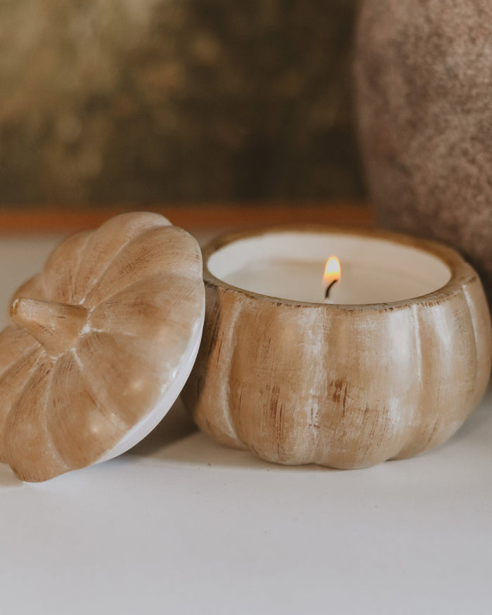 Pumpkin Spice Soy Candle - Ceramic Pumpkin Jar - 8 oz Sweet Water Decor