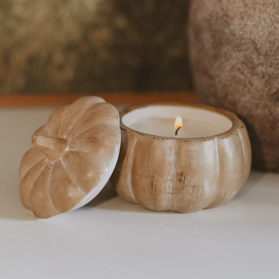 Pumpkin Spice Soy Candle - Ceramic Pumpkin Jar - 8 oz Sweet Water Decor