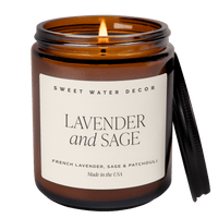 Lavender and Sage Soy Candle - Amber Jar - 9 oz