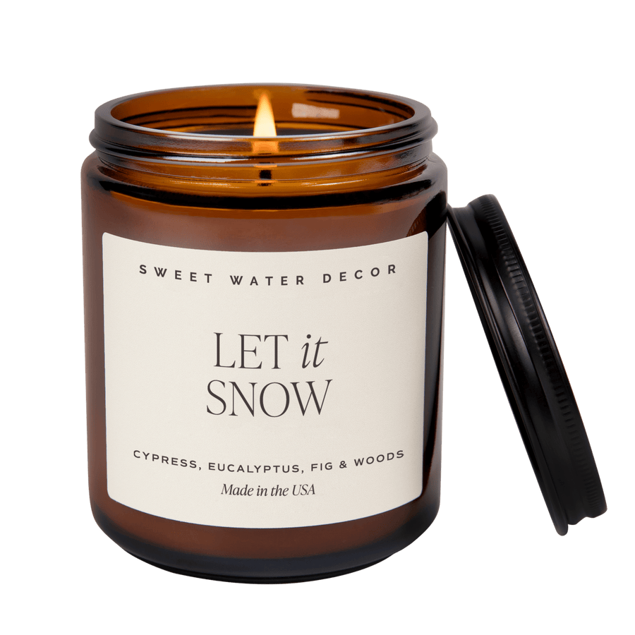 Let It Snow Soy Candle -  9 oz Amber Jar