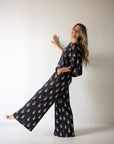 PRE- ORDER ships October 9th | Women's Bamboo Crop Tee Lounge Set | Midnight Skelly forever french baby