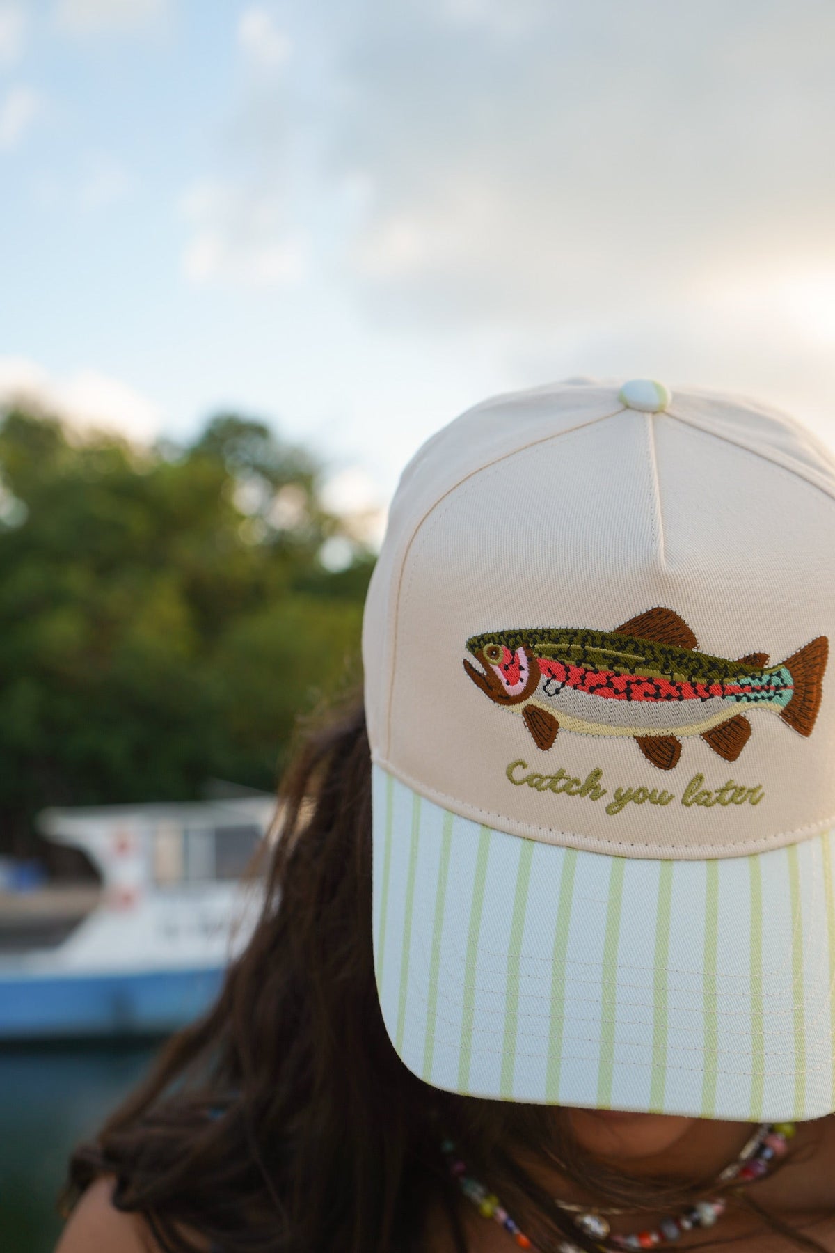 Catch You Later - Green Stripe Hat KenzKustomz