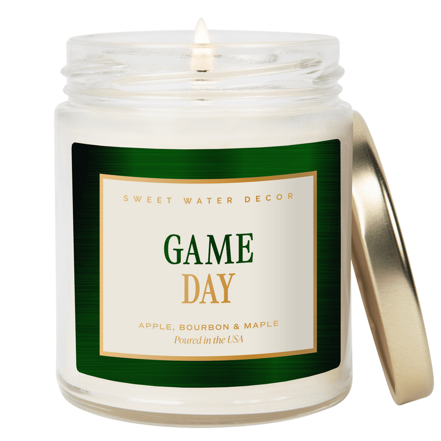 Game Day Green Soy Candle - Clear Jar - 9 oz Sweet Water Decor
