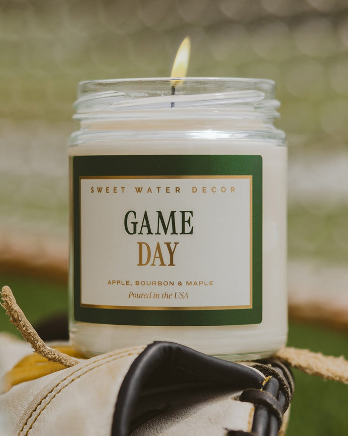 Game Day Green Soy Candle - Clear Jar - 9 oz Sweet Water Decor