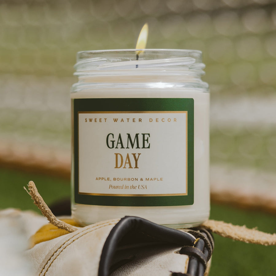 Game Day Green Soy Candle - Clear Jar - 9 oz Sweet Water Decor
