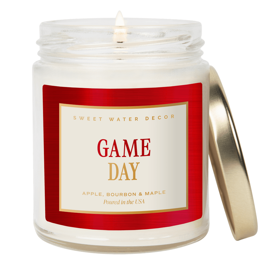 Game Day Red Soy Candle - Clear Jar - 9 oz Sweet Water Decor
