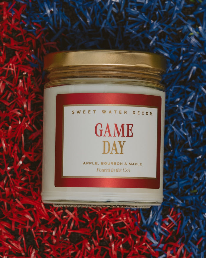Game Day Red Soy Candle - Clear Jar - 9 oz Sweet Water Decor