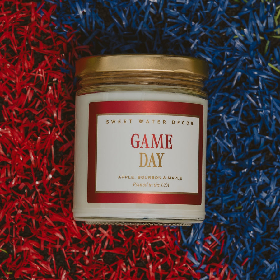 Game Day Red Soy Candle - Clear Jar - 9 oz Sweet Water Decor