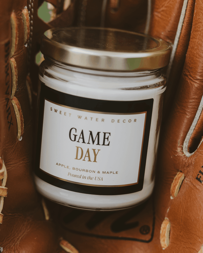 Game Day Black Soy Candle - Clear Jar - 9 oz Sweet Water Decor