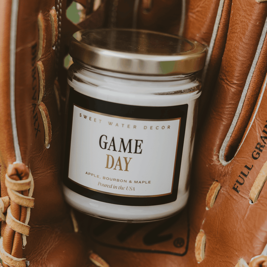 Game Day Black Soy Candle - Clear Jar - 9 oz Sweet Water Decor