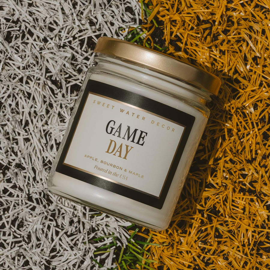 Game Day Black Soy Candle - Clear Jar - 9 oz Sweet Water Decor