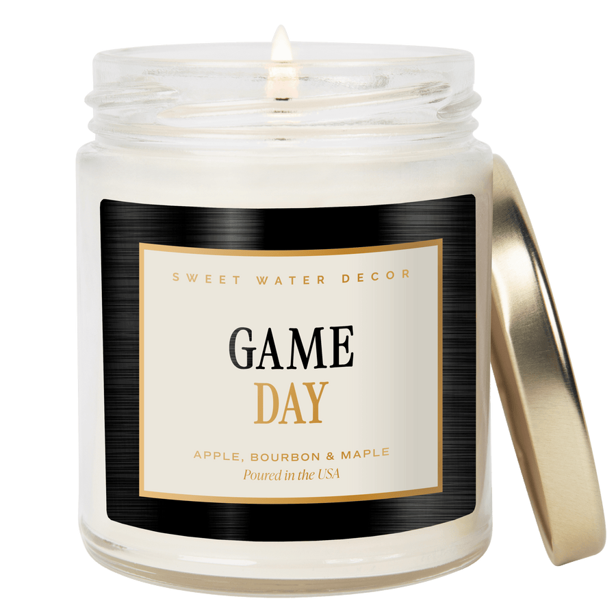 Game Day Black Soy Candle - Clear Jar - 9 oz Sweet Water Decor