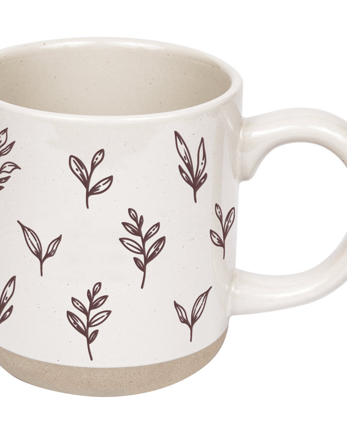Brown Leaves 14 oz Stoneware Coffee Mug Sweet Water Decor
