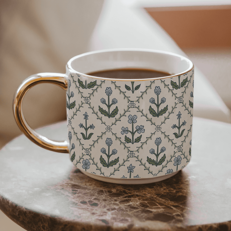 Floral Quilt 14 oz Coffee Mug Sweet Water Decor