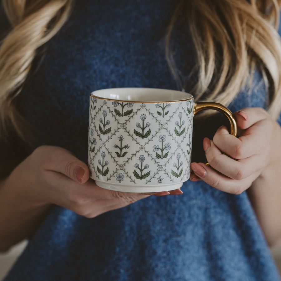 Floral Quilt 14 oz Coffee Mug Sweet Water Decor