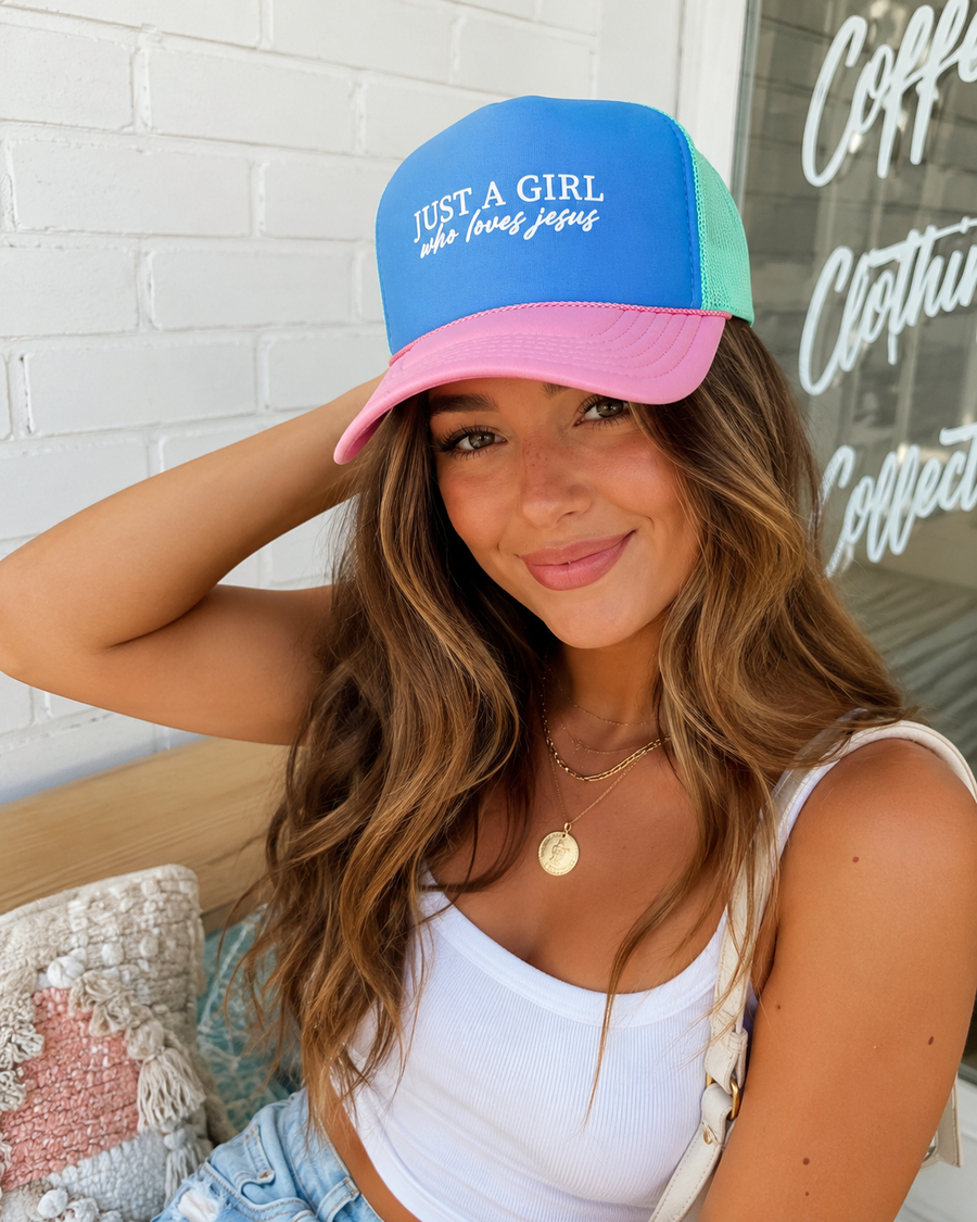 Just a Girl Who Loves Jesus Multi-Trucker Hat SBG Co.