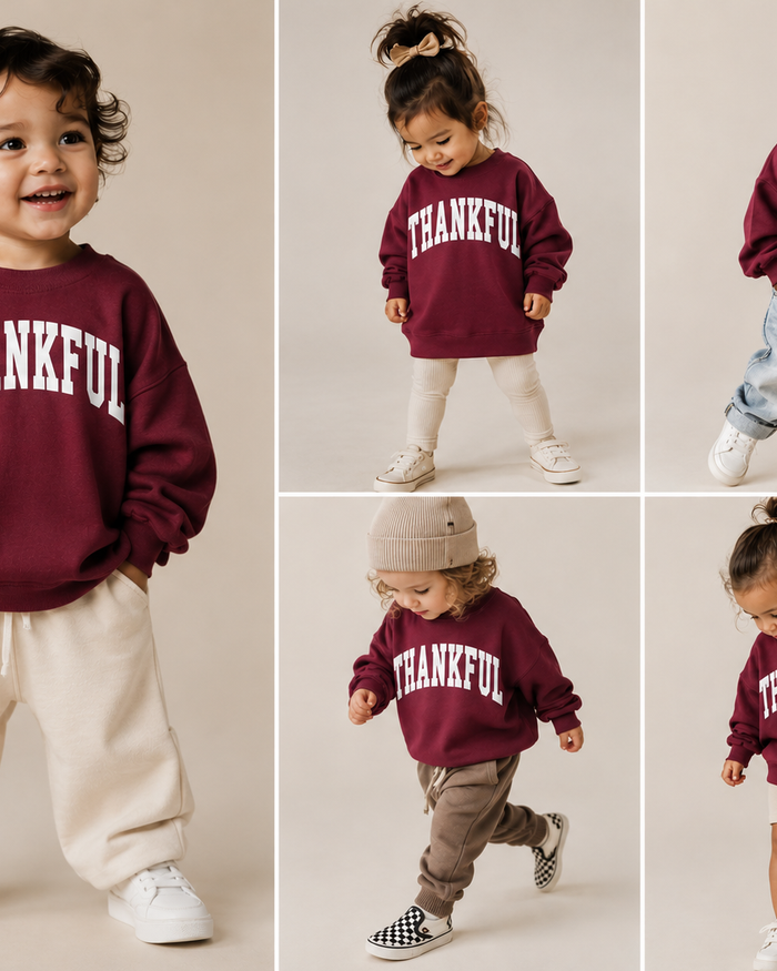 Thankful Varsity Kids Sweatshirt SBG Co.