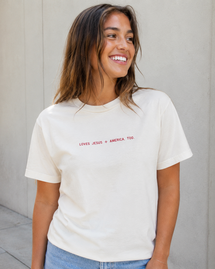 Loves Jesus + America, Too. Saved by Grace Co.