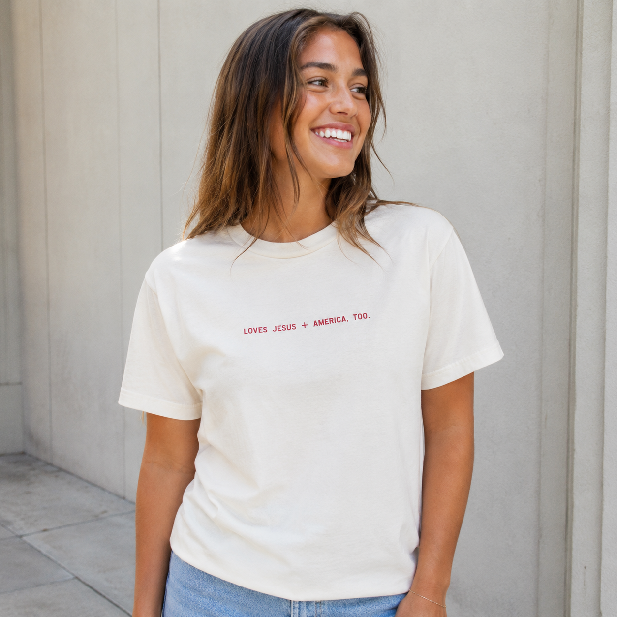 Loves Jesus + America, Too. Saved by Grace Co.