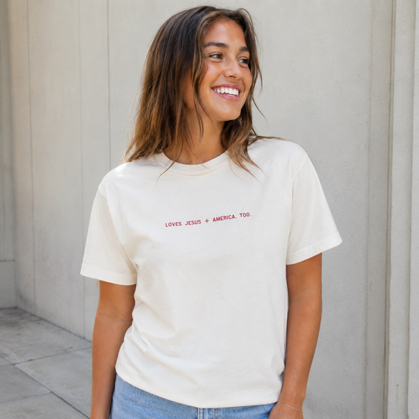 Loves Jesus + America, Too. Saved by Grace Co.